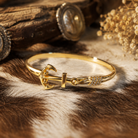 Anchored Soul Pavé Bangle in Gold