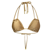 Basic Beach Double String Top in Shiny Khaki Gold