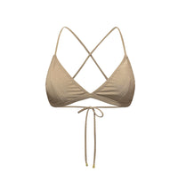 Basic Beach Darted Band Top in Ribbed Taupe