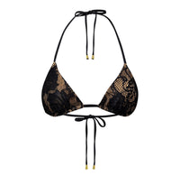 Seamless Triangle Top in Black Lace/Nude