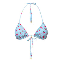 Triangle Top in Blue Watercolor Cherries (Optional Cherries Charm)