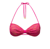 Ayla Sliding Bandeau Top in Fuchsia Lace/Nude (other colors available)