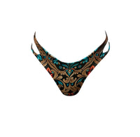 Reversible Tooled Leather/Turquoise Stone Cutout Side Seamless Bottom