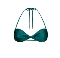 Basic Beach Ayla Sliding Bandeau Top in Shiny Aqua Marine