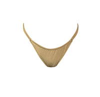 Basic Beach Brazilian Bottom in Shiny Khaki Gold